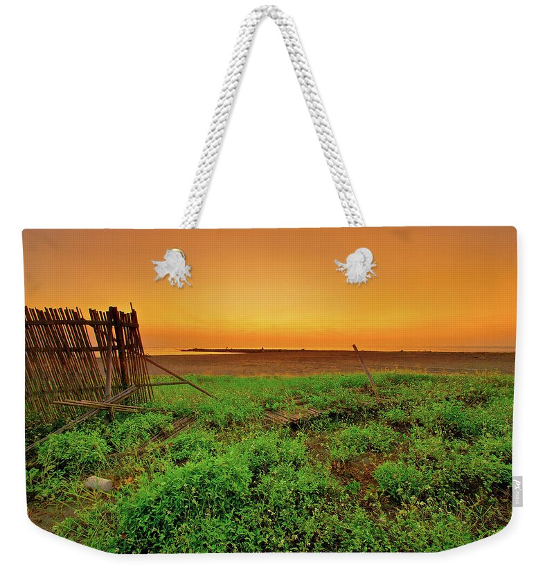 Tranquility Weekender Tote Bag featuring the photograph Beach Wildflowers At Dusk by Sunrise@dawn Photography