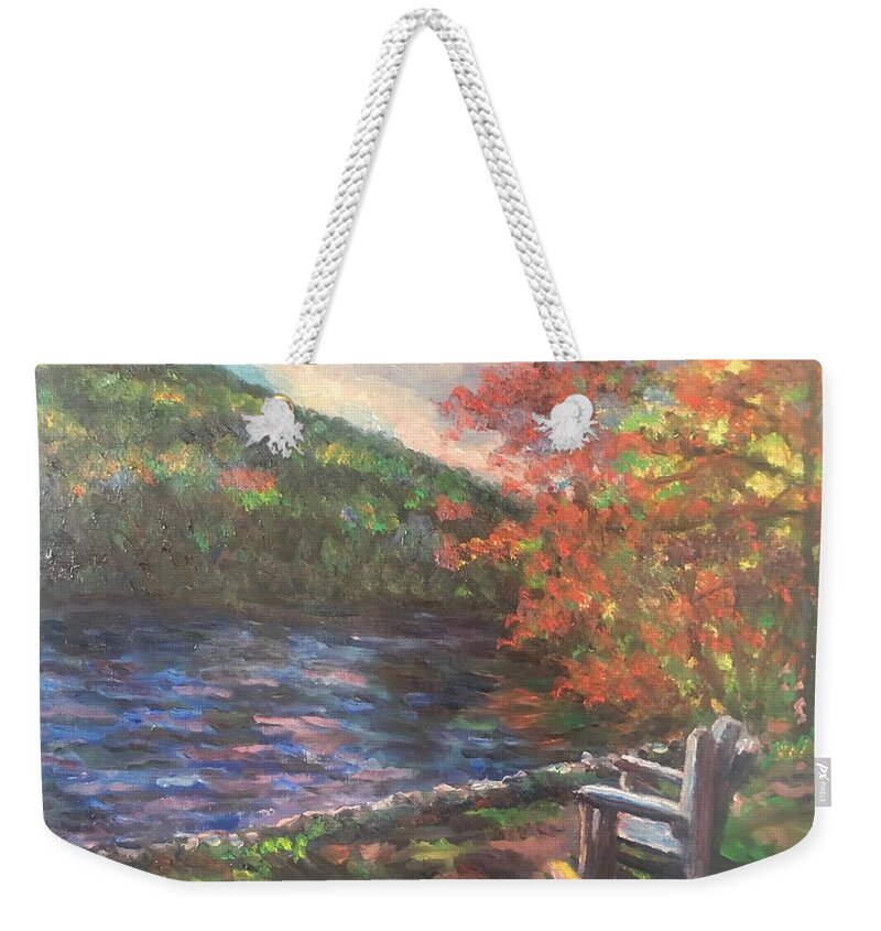 Bear Mountain Weekender Tote Bag featuring the painting Bear Mountain by Beth Riso