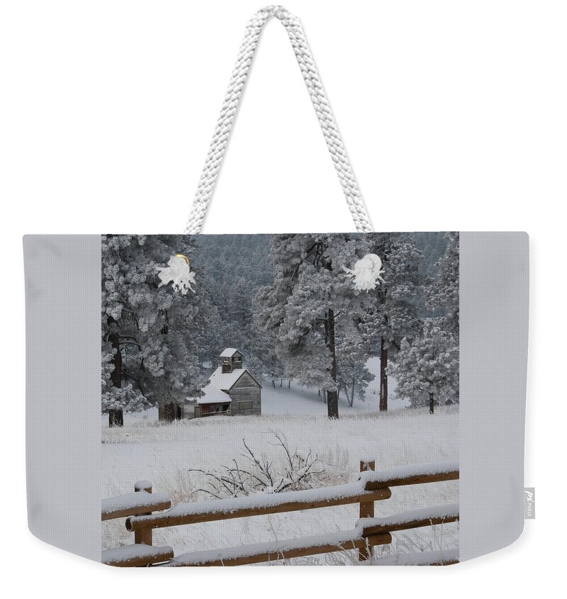Winter Weekender Tote Bag featuring the photograph Beautiful Abandoned Building Winter Landscape by Cascade Colors