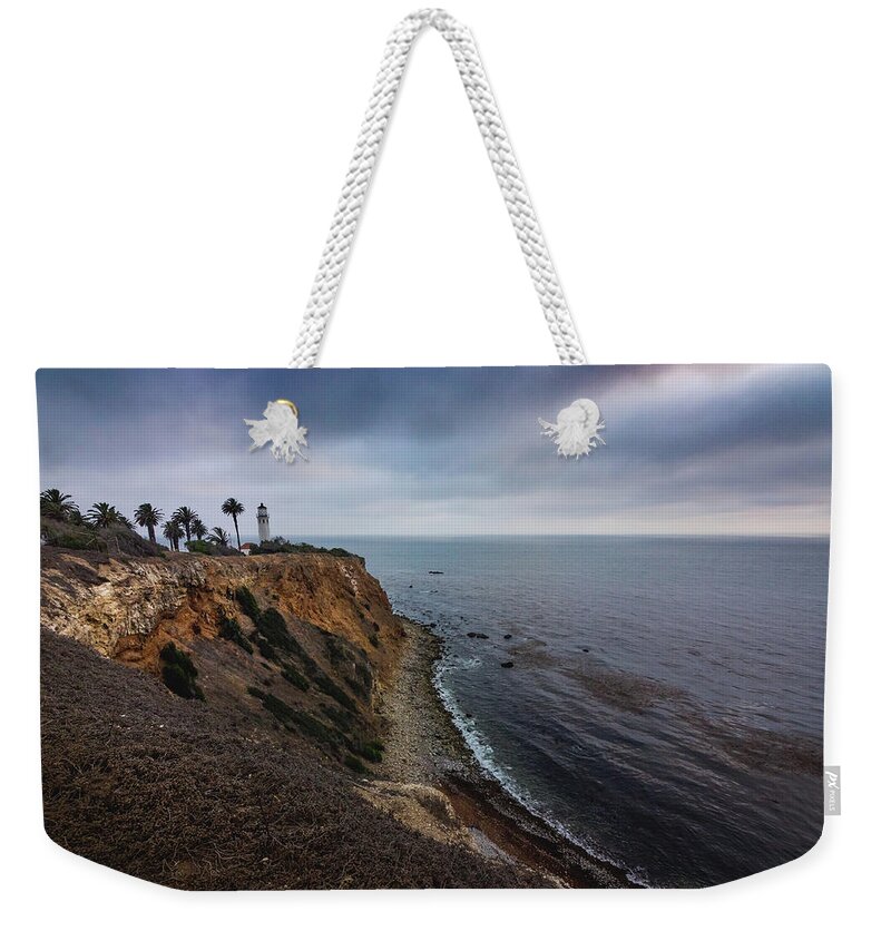 Architecture Weekender Tote Bag featuring the photograph Beautiful Point Vicente Lighthouse on a Cloudy Day by Andy Konieczny