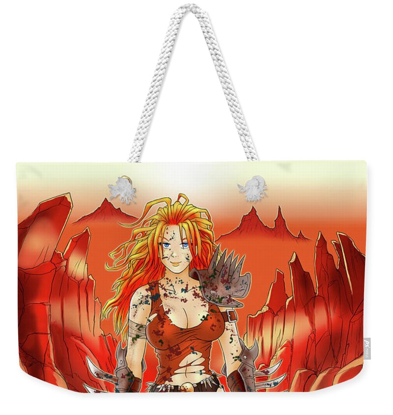 Epic Weekender Tote Bag featuring the digital art Beheading your Monsters by Francisco Velasquez