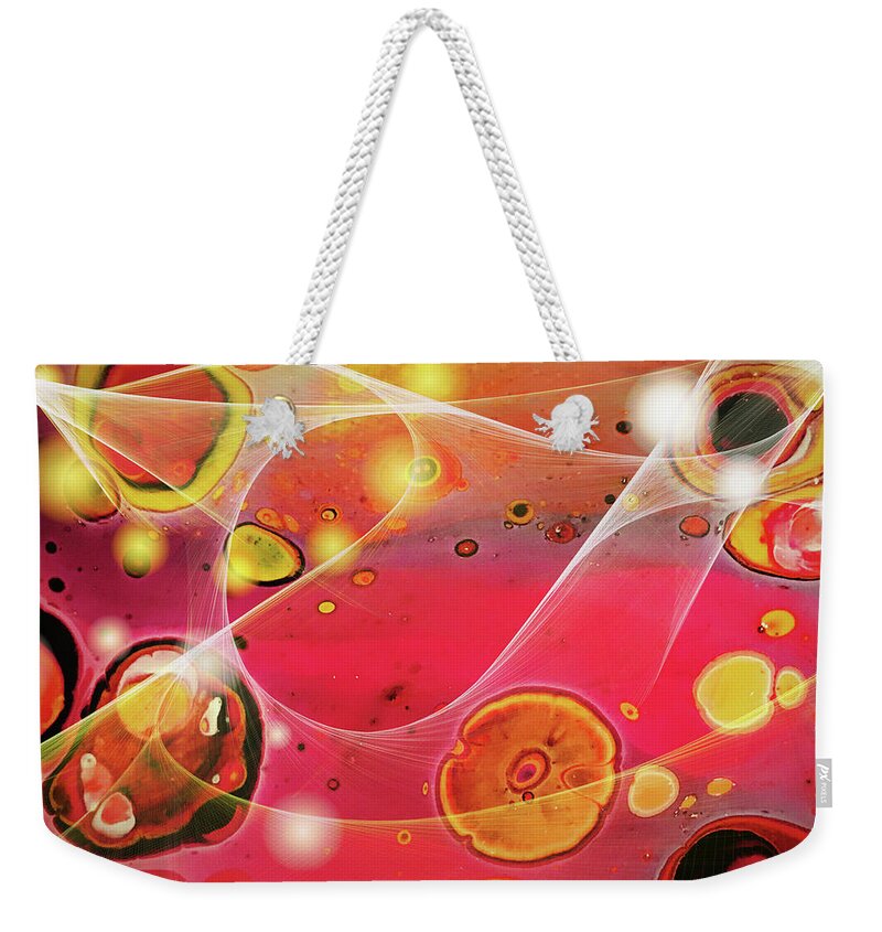 Fluid Painting Weekender Tote Bag featuring the painting Behind the veil. by Art by Gabriele