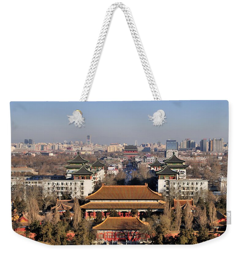 Chinese Culture Weekender Tote Bag featuring the photograph Beijing Central Axis Skyline, China by Huang Xin