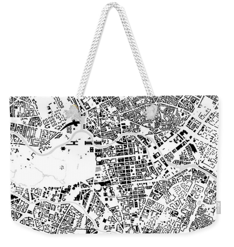 City Weekender Tote Bag featuring the digital art Berlin building map by Christian Pauschert