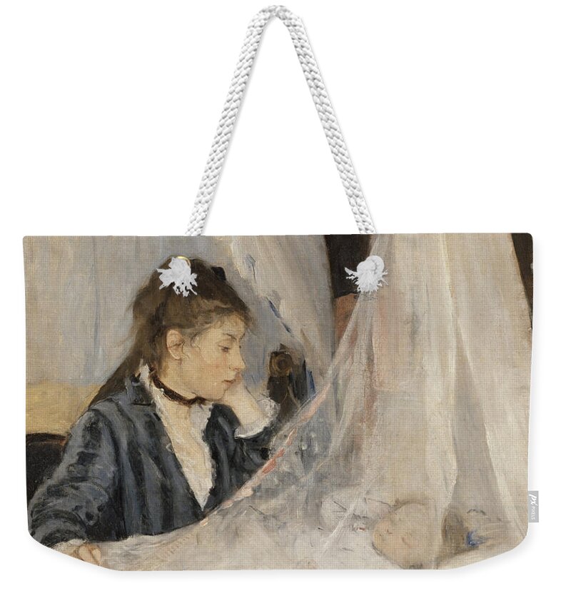 Berthe Morisot Weekender Tote Bag featuring the painting Berthe Morisot Le Berceau The Cradle. Date/Period 1872. Painting. Oil on canvas. by Berthe Morisot