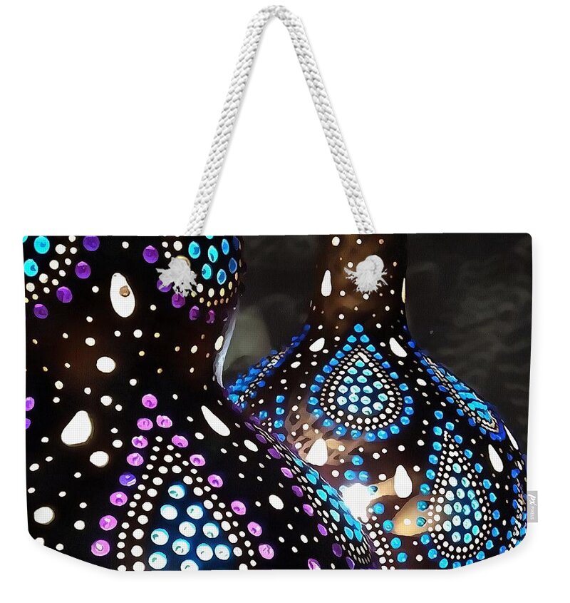Oriental Weekender Tote Bag featuring the painting Bespoke Gourd Turkish Lanterns by Taiche Acrylic Art