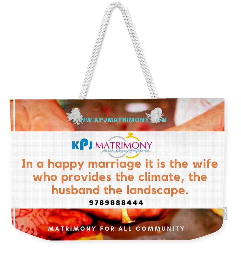 Best Matrimony In Chennai Weekender Tote Bag featuring the digital art Best Matrimony In Chennai by Kpj Matrimony