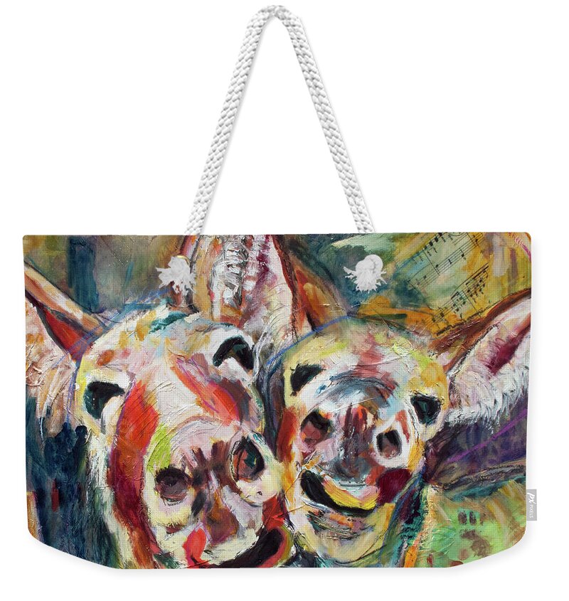 Animals Weekender Tote Bag featuring the painting Best Pals by Sharon Sieben