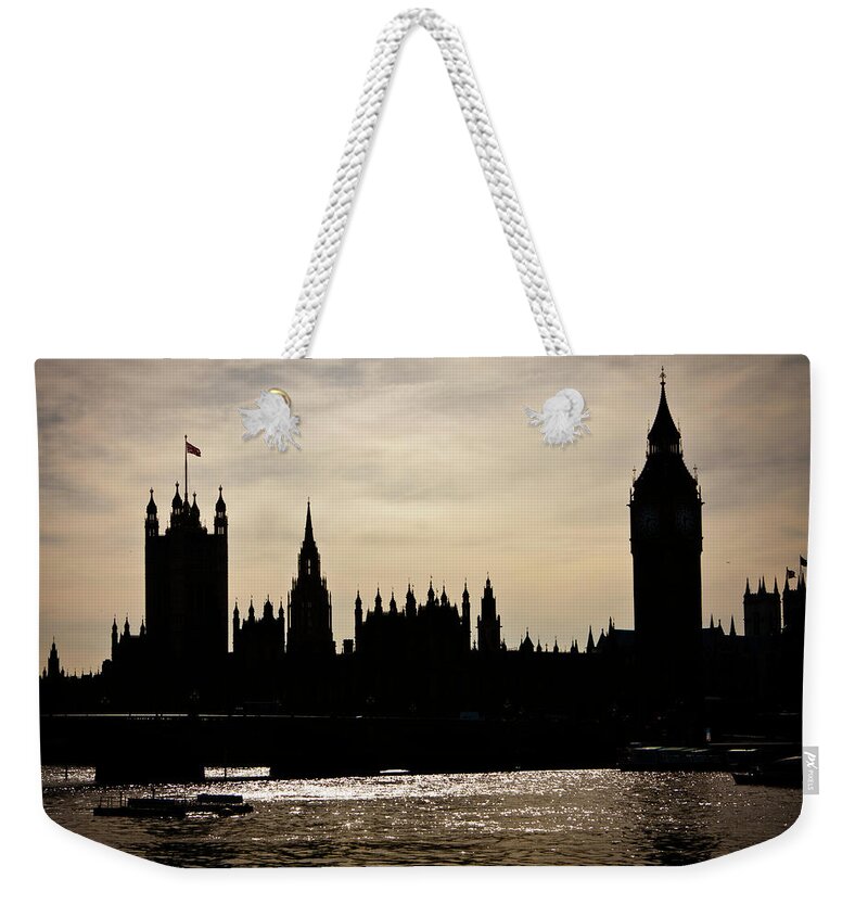 Clock Tower Weekender Tote Bag featuring the photograph Big Ben Silhouette by Ken Fisk