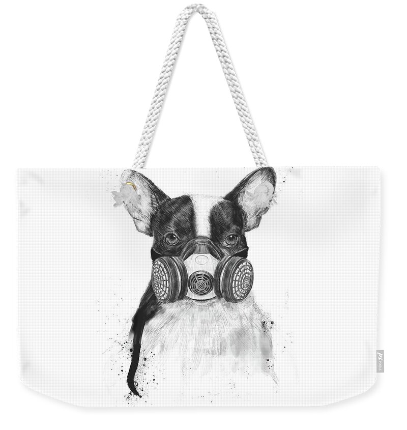 Dog Weekender Tote Bag featuring the drawing Big city life by Balazs Solti
