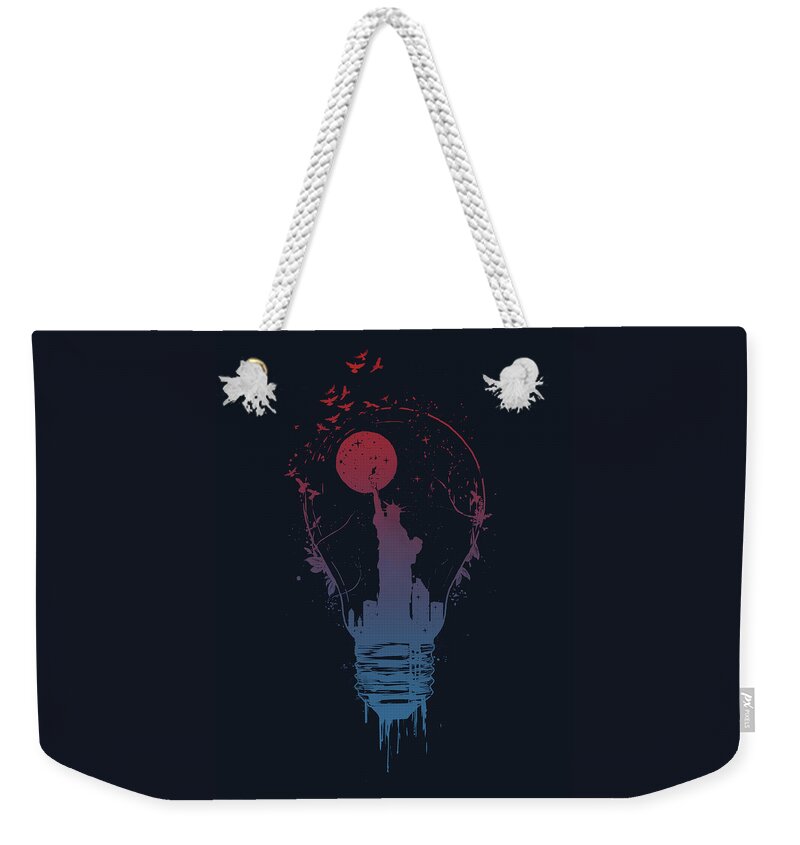 Light Weekender Tote Bag featuring the mixed media Big city lights by Balazs Solti