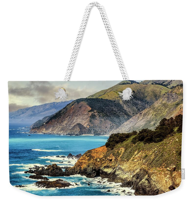 Beach Weekender Tote Bag featuring the photograph Big Creek Bridge by Maria Coulson
