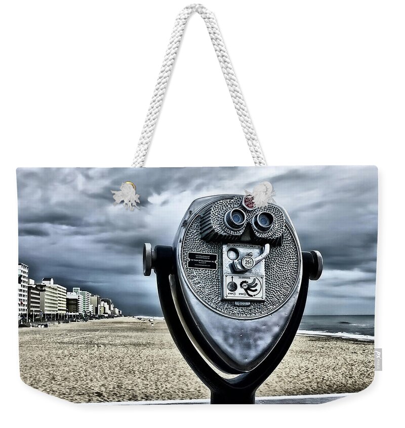 Outdoors Weekender Tote Bag featuring the photograph Big Eyes At Virginia Beach by L. Toshio Kishiyama