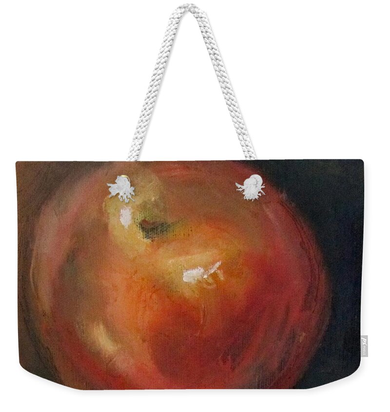 Fruit Weekender Tote Bag featuring the painting Big Red Apple by Barbara O'Toole