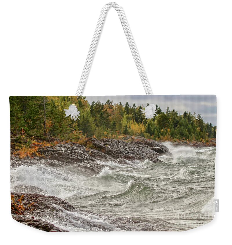 Big Waves Weekender Tote Bag featuring the photograph Big Waves in Autumn by Susan Rydberg