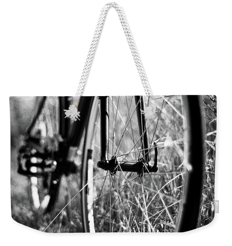Grass Weekender Tote Bag featuring the photograph Bike by Sam Revel