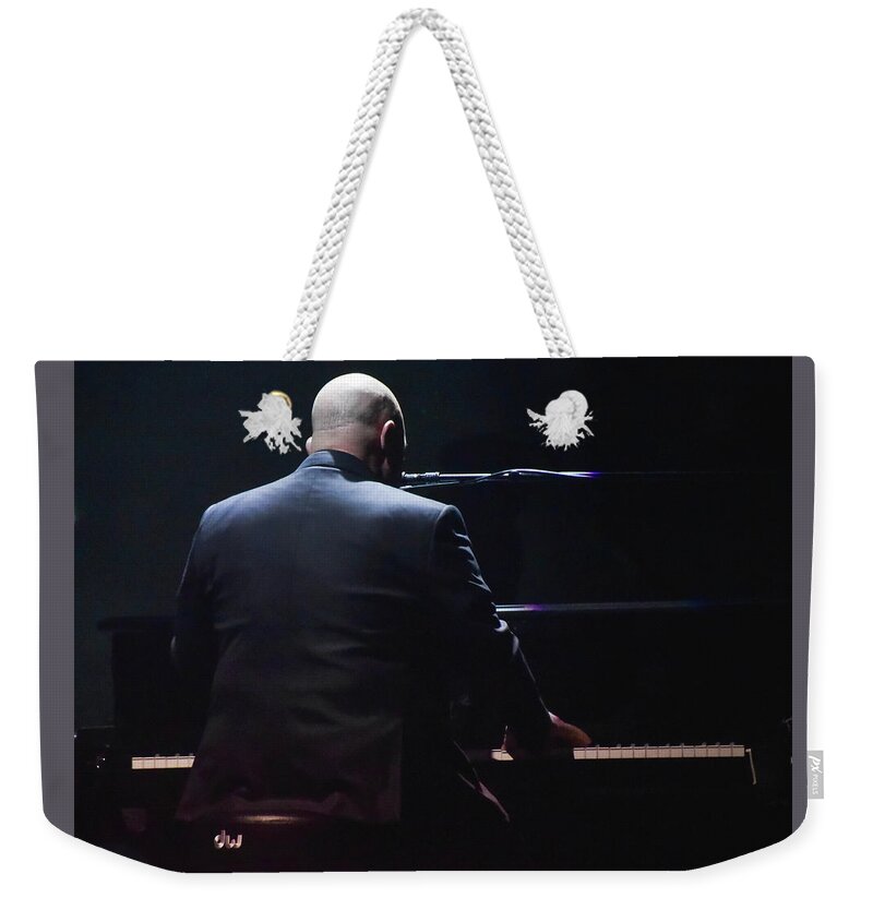 Billy Joel Weekender Tote Bag featuring the photograph Billy Joel tickling the ivories by Alan Goldberg