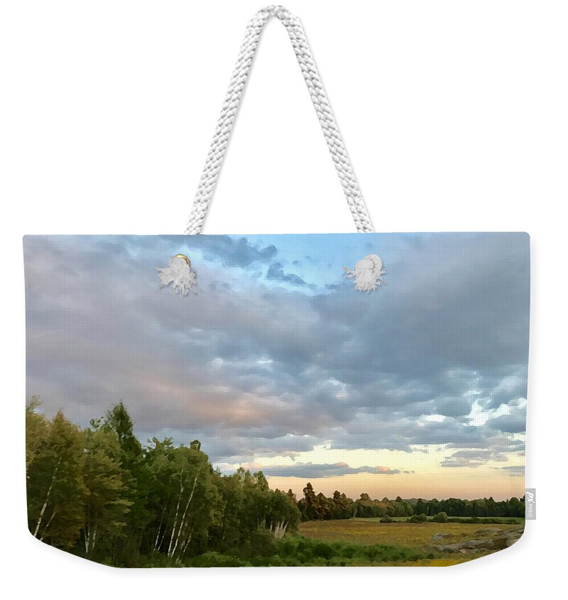 Landscape Weekender Tote Bag featuring the photograph Birch at Sunset by Tom Johnson