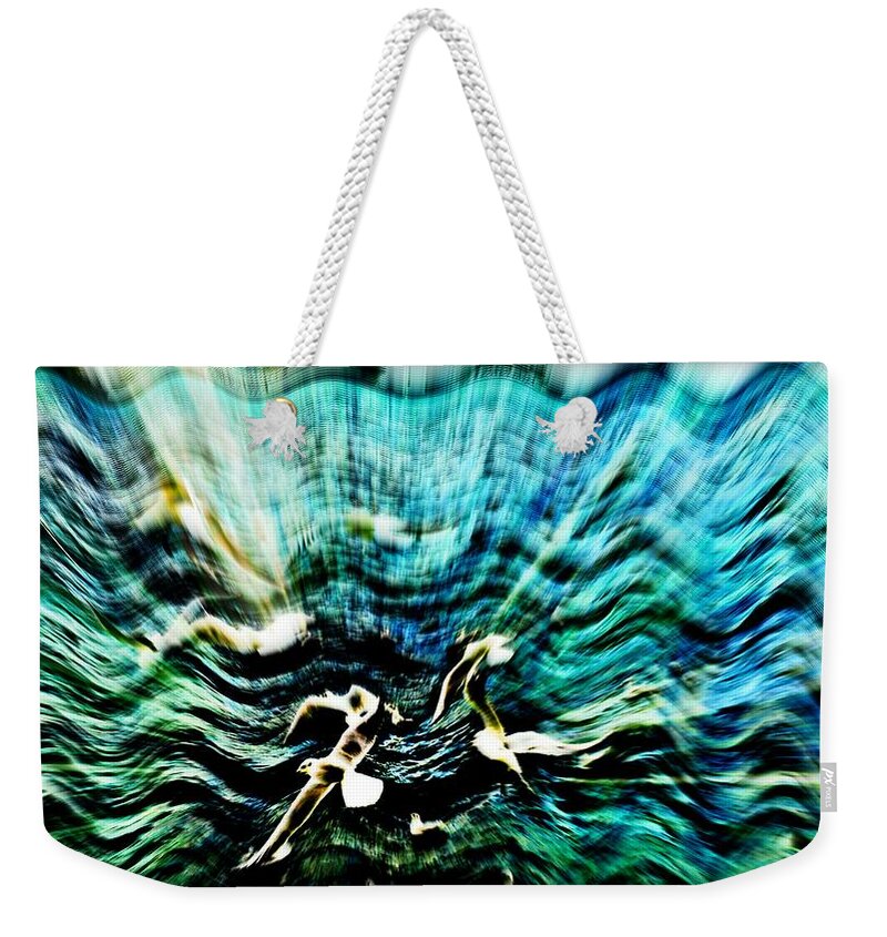 Sea Weekender Tote Bag featuring the digital art Mirrors of Infinity by Alexandra Vusir