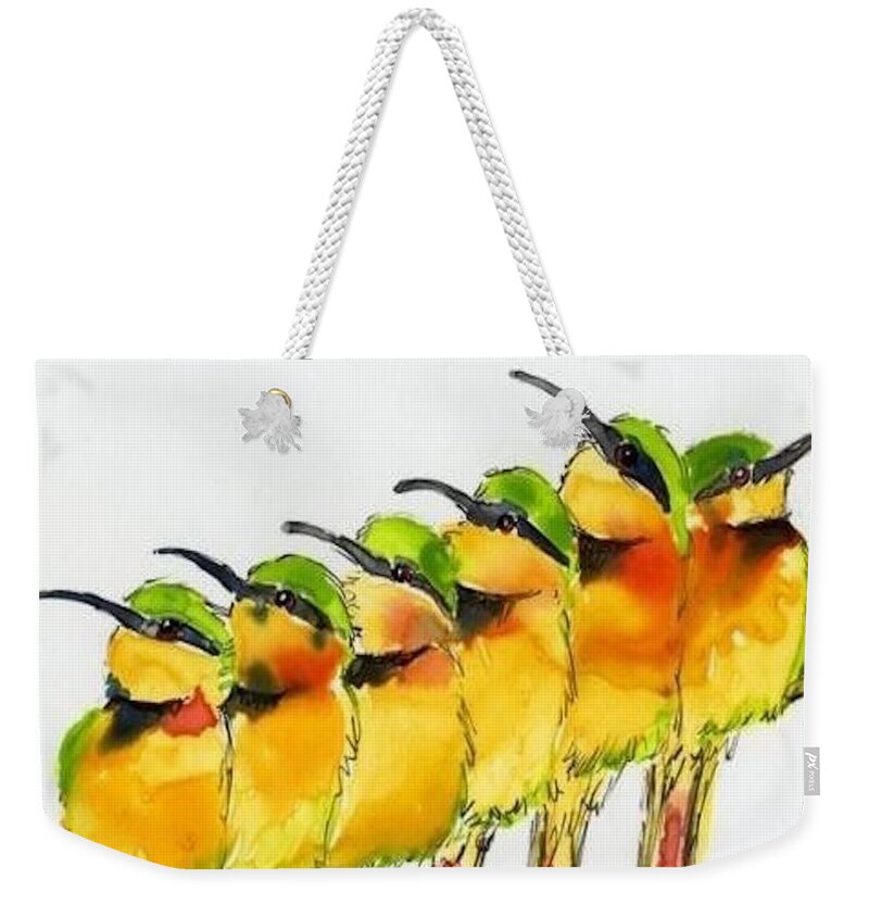 Birds Weekender Tote Bag featuring the painting Birds on a Wire by Amy Stielstra