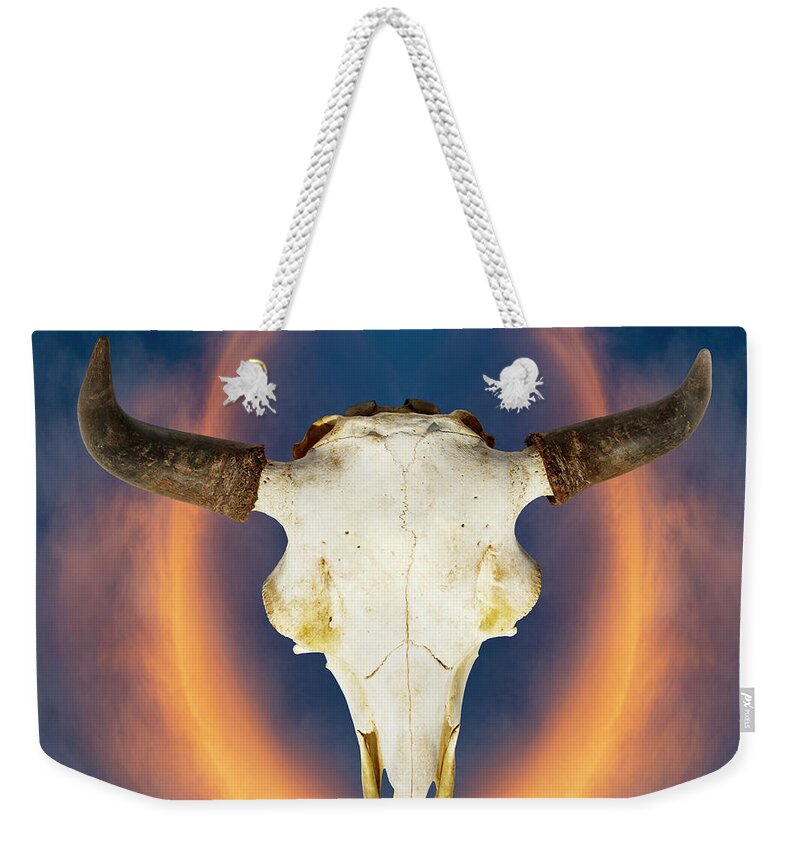 Kansas Weekender Tote Bag featuring the photograph Bison Skull 001 by Rob Graham