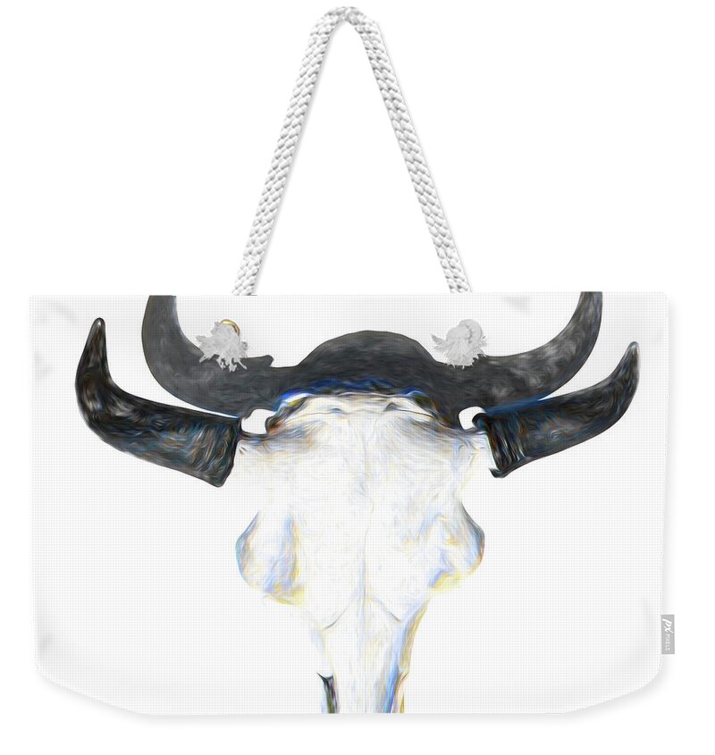 Kansas Weekender Tote Bag featuring the photograph Bison Skull 004 by Rob Graham