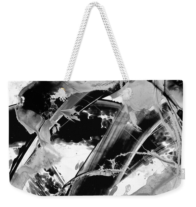 Black Weekender Tote Bag featuring the painting Black And White Modern Art - Black Formations 2 - Sharon Cummings by Sharon Cummings