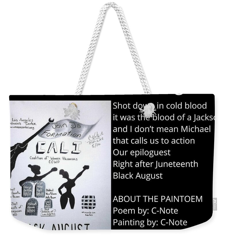 Black Art Weekender Tote Bag featuring the digital art Black August - Los Angeles Paintoem by Donald C-Note Hooker