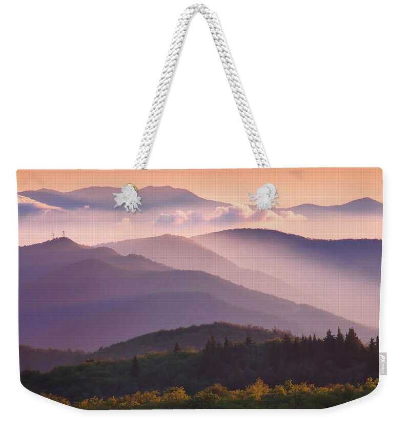 Tranquility Weekender Tote Bag featuring the photograph Black Balsam Morning by Fine Art Images By Rob Travis Photography