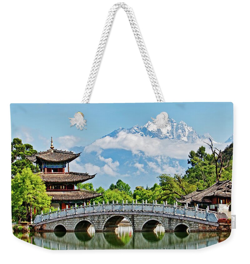 Chinese Culture Weekender Tote Bag featuring the photograph Black Dragon Pool, Lijiang,yunnan,china by John W Banagan
