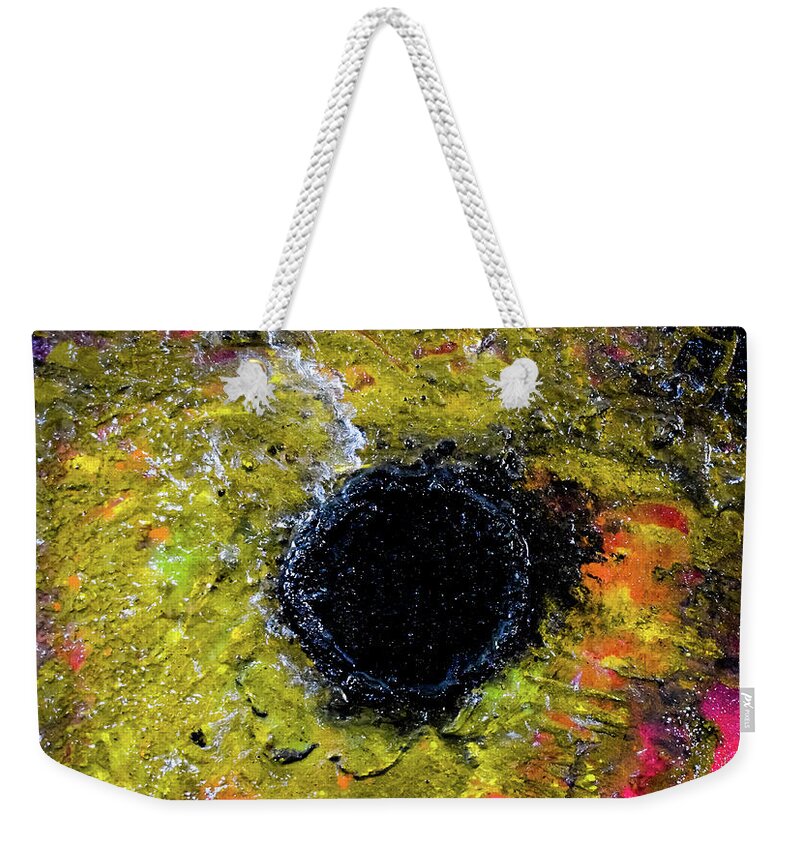 Sun Weekender Tote Bag featuring the mixed media Black Hole Sun by Patsy Evans - Alchemist Artist