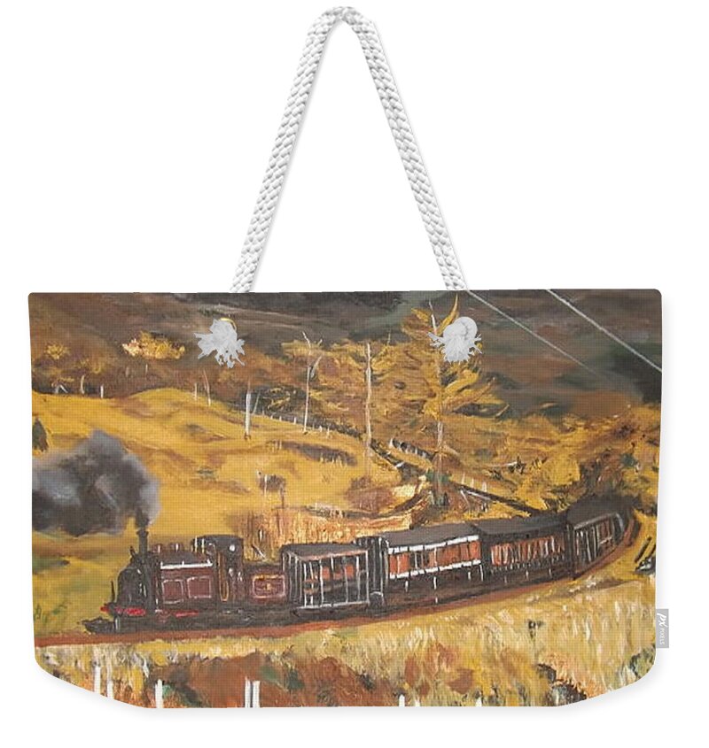 Acrylic Painting Weekender Tote Bag featuring the painting Black Mountain by Denise Morgan