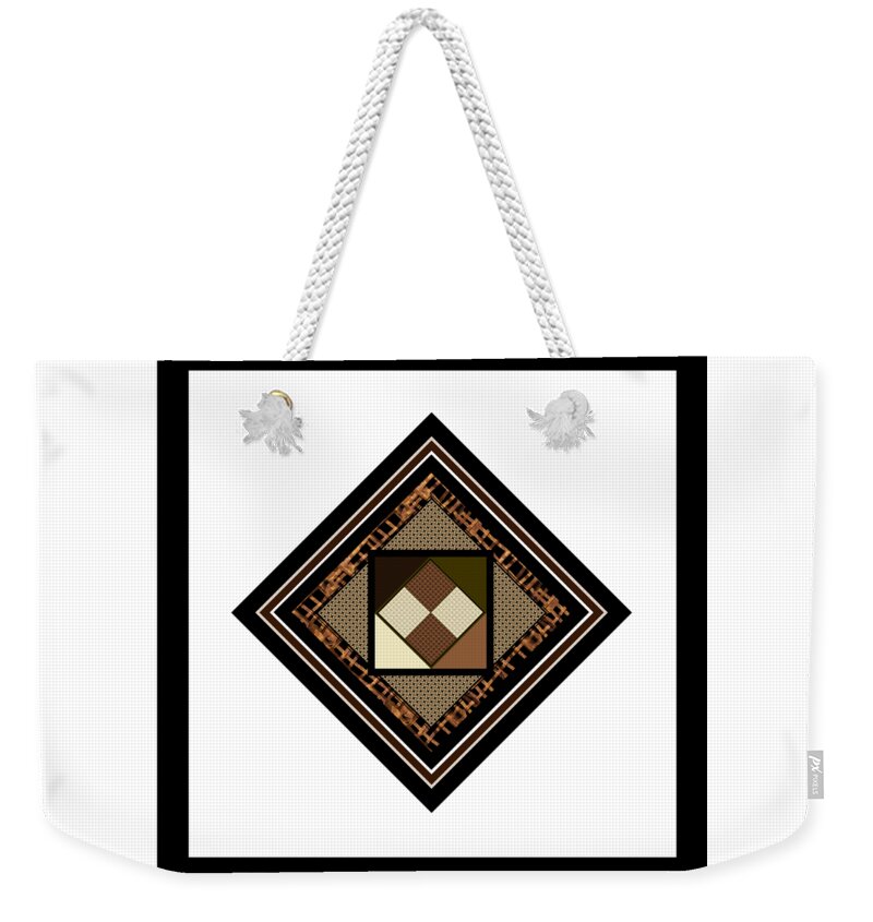 Multiple Weekender Tote Bag featuring the digital art Black Tan Multiple Framed Fabric Motif for Pillows. by Delynn Addams