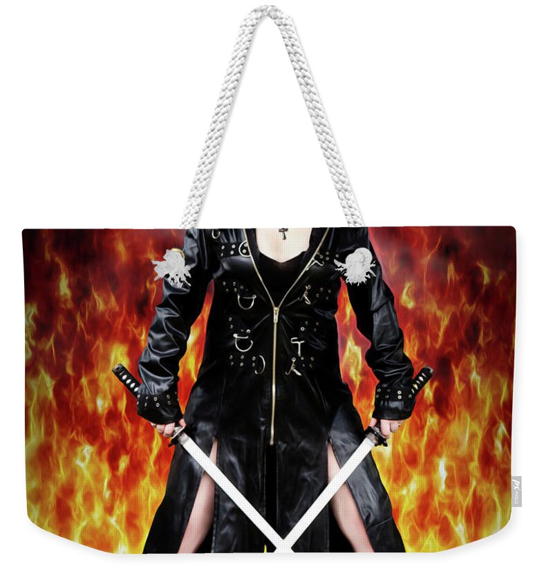 Fire Weekender Tote Bag featuring the photograph Blades by Jon Volden