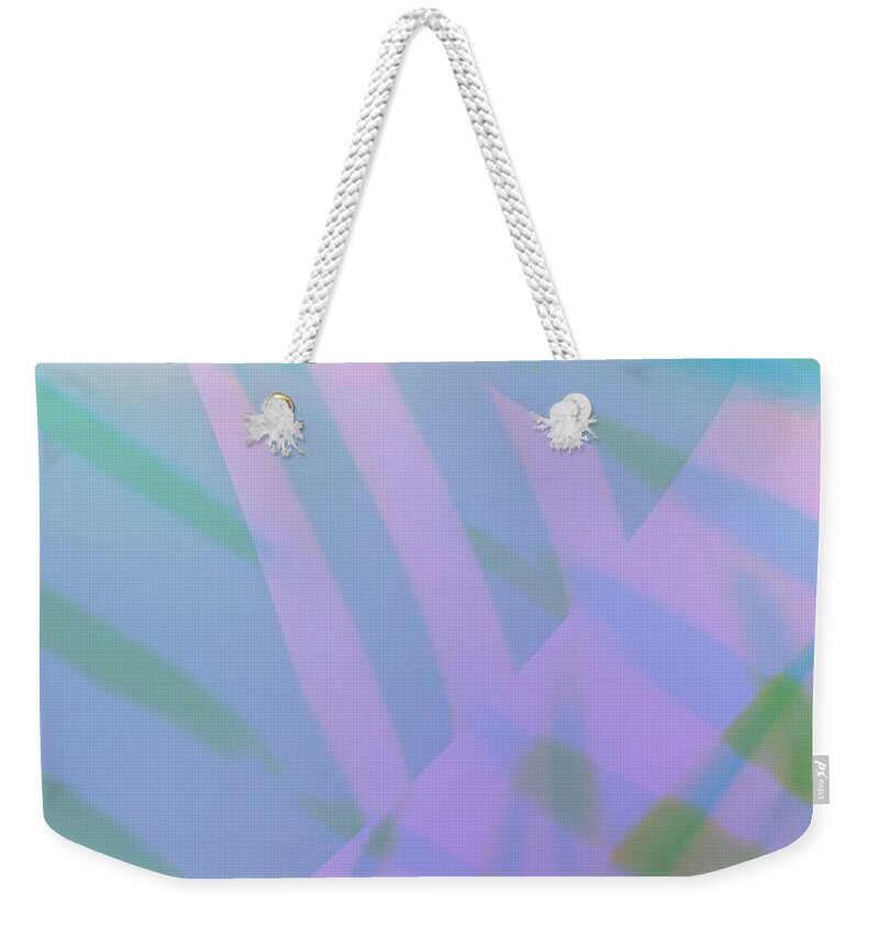 Abstract Weekender Tote Bag featuring the photograph Abstract Art Tropical Blinds Blue Green textured background by Itsonlythemoon -