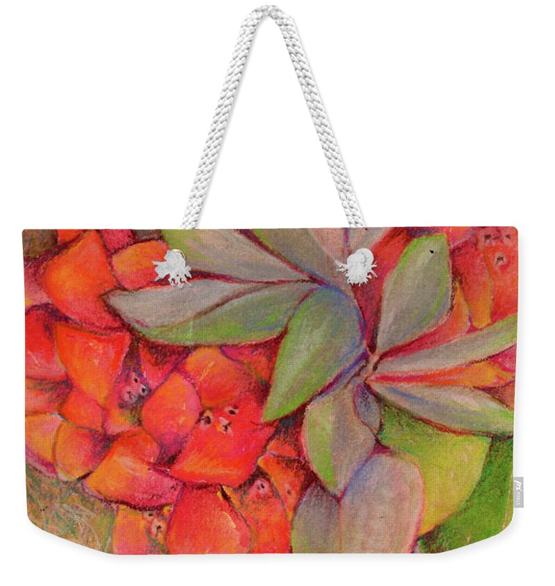 Tropical Weekender Tote Bag featuring the pastel Blooms in Barbados by AnneMarie Welsh