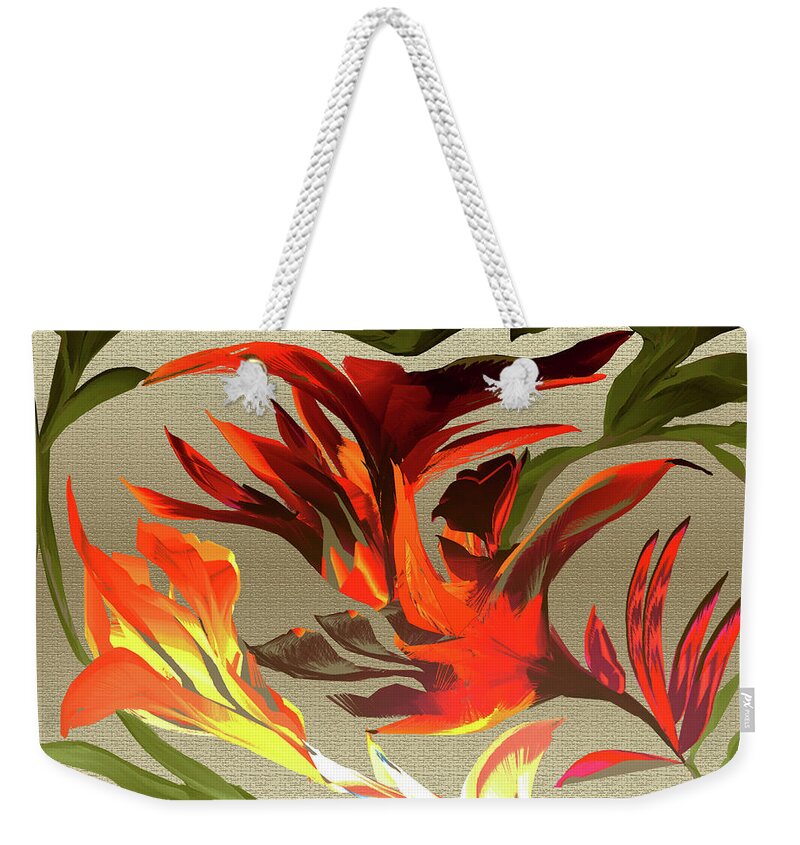 Flowers Weekender Tote Bag featuring the digital art Blossoms Arcadian by Asok Mukhopadhyay