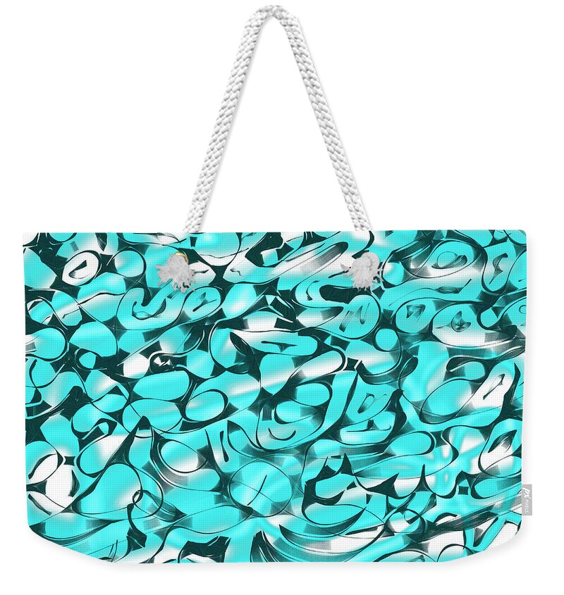 Blue Weekender Tote Bag featuring the digital art Blue Abstract 01 by Jean Evans