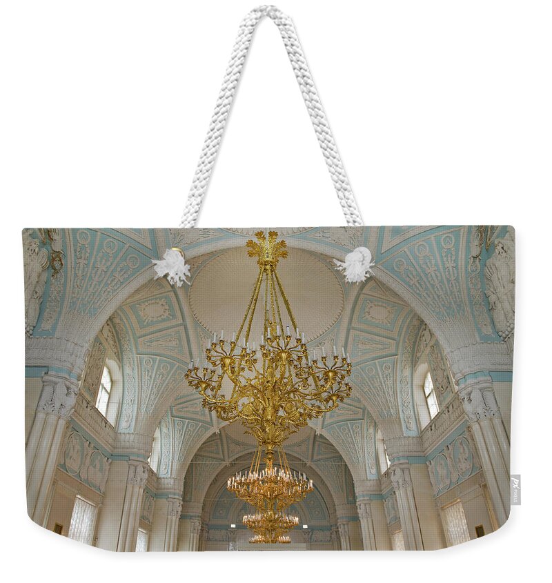 Arch Weekender Tote Bag featuring the photograph Blue And White Ceiling Room, The by Izzet Keribar