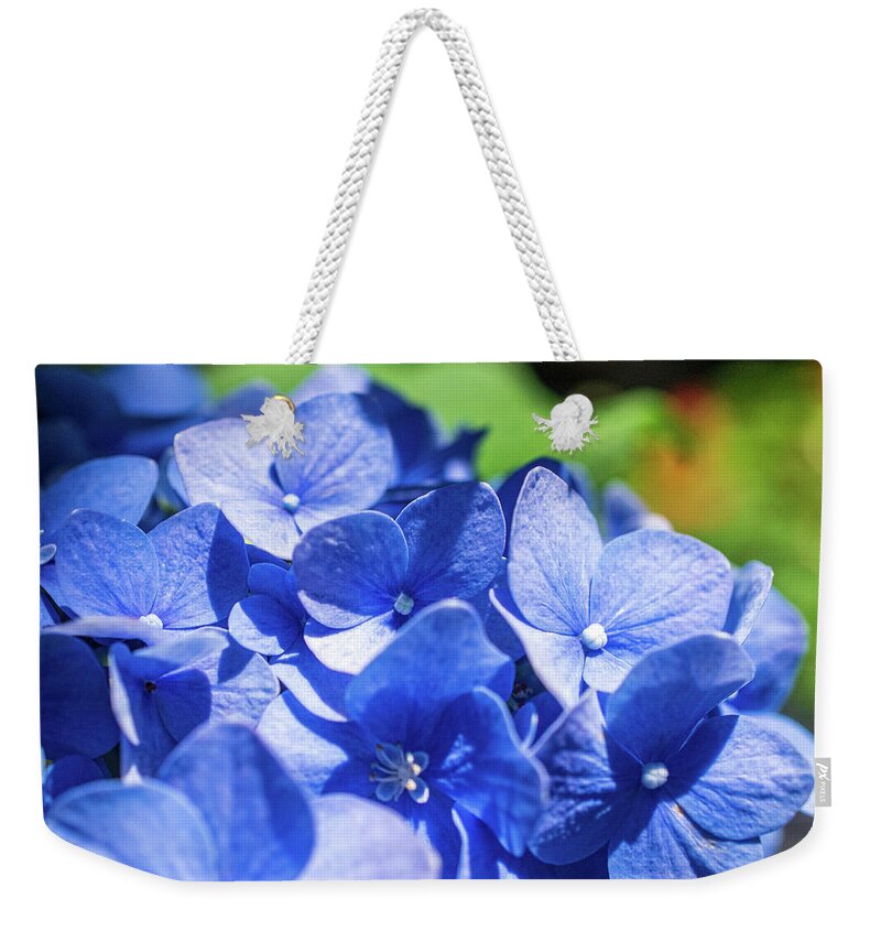 Blue Hydrangea Weekender Tote Bag featuring the photograph Blue Beauty by Mary Ann Artz