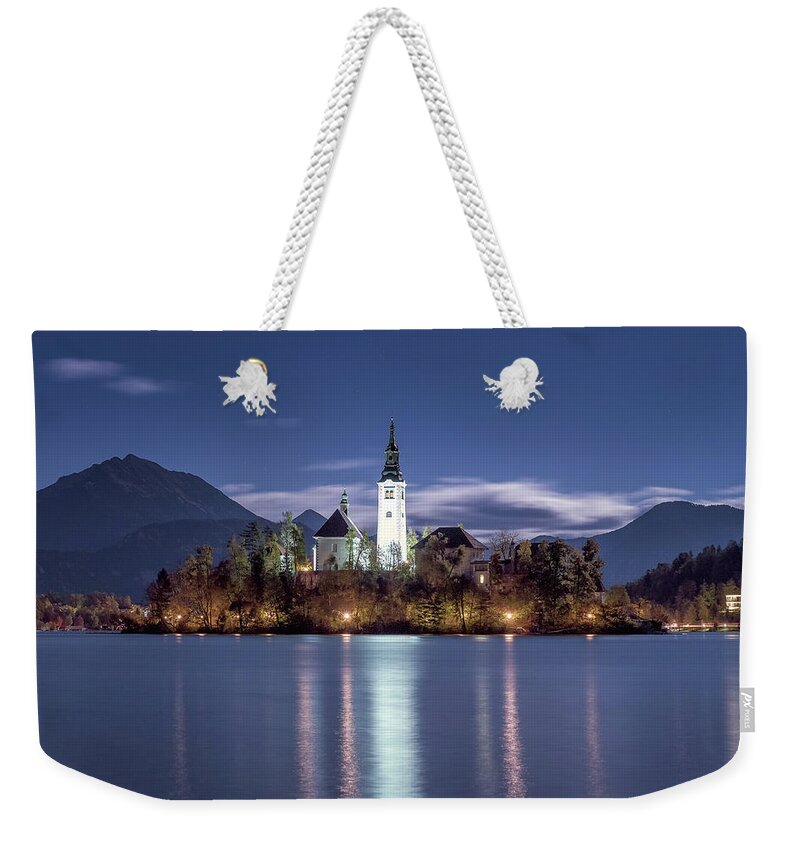 Europe Weekender Tote Bag featuring the photograph Blue Bled by Elias Pentikis