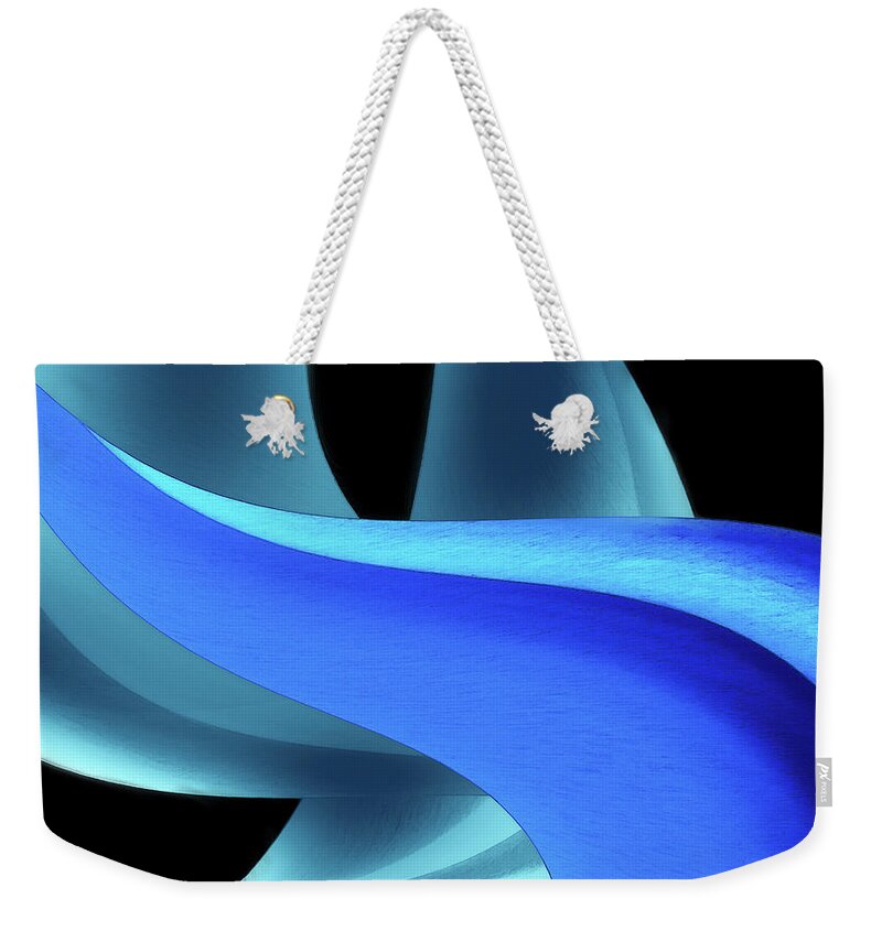Blue Design Weekender Tote Bag featuring the digital art Blue Design on Black Background by Kellice Swaggerty
