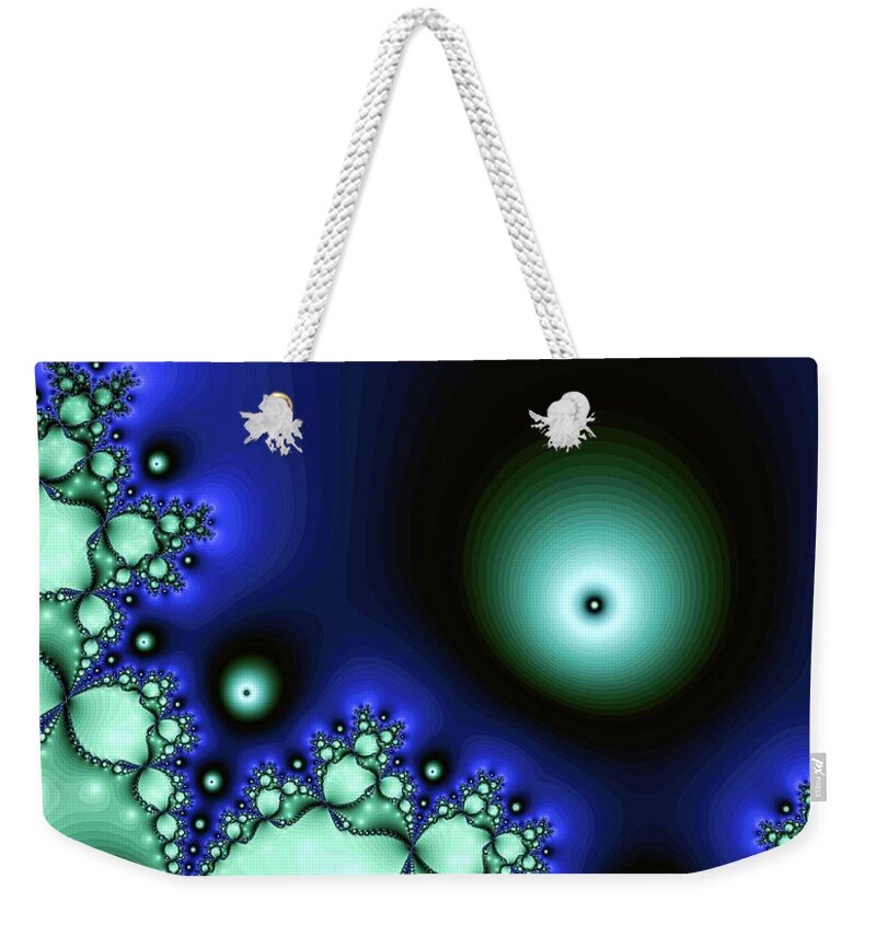 Fractal Weekender Tote Bag featuring the digital art Blue Glowing Bliss Abstract by Don Northup