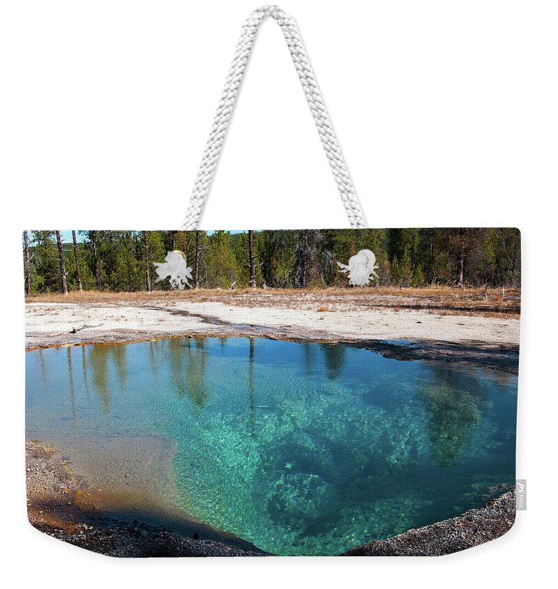 Yellowstone Weekender Tote Bag featuring the photograph Blue Hot Spring by Steve Stuller