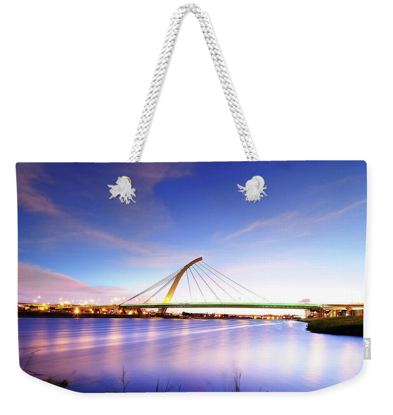 Grass Weekender Tote Bag featuring the photograph Blue Hour, Dazhi Bridge by Copyright Of Eason Lin Ladaga