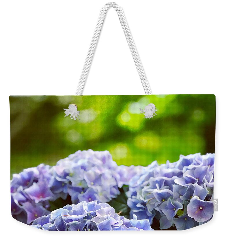 Hydrangea Weekender Tote Bag featuring the photograph Blue Hydrangea by Tom Johnson