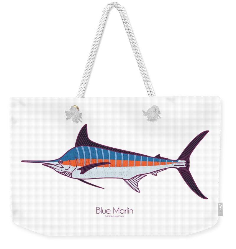 Blue Marlin Weekender Tote Bag featuring the digital art Blue Marlin by Kevin Putman