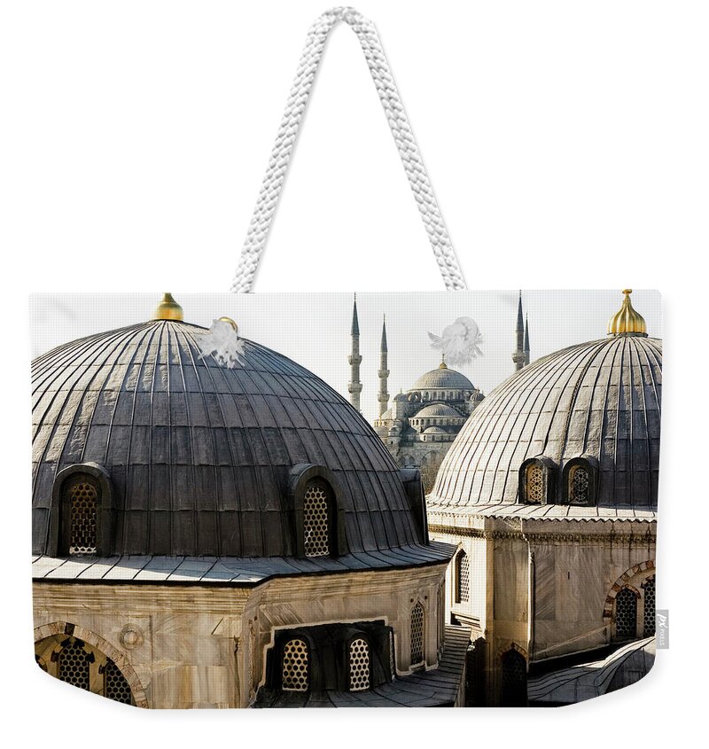 Istanbul Weekender Tote Bag featuring the photograph Blue Mosque Seen From Hagia Sophia by T-lorien