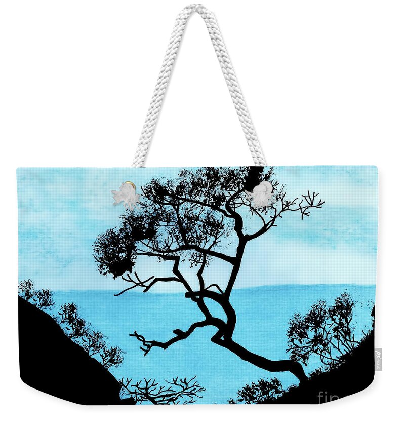 Twilight Weekender Tote Bag featuring the drawing Blue Mountain by D Hackett