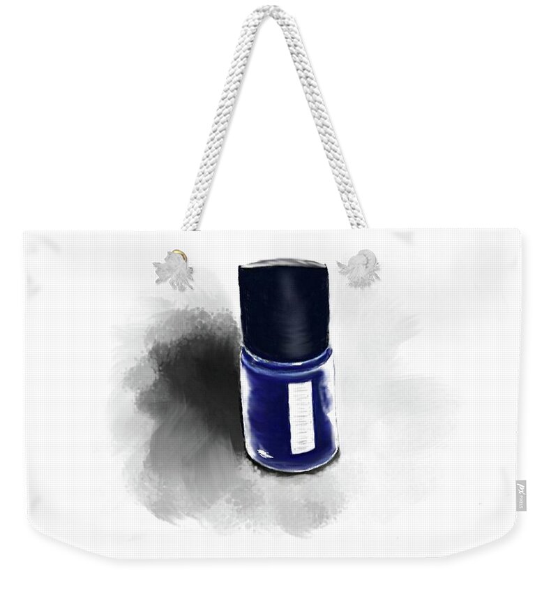 Beauty Weekender Tote Bag featuring the digital art Blue Polish by Rachel Palmer